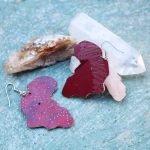 Computer motherboard cut up into earring that are africa shaped