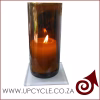 brown glass hurricane candle holder