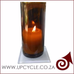 brown glass hurricane candle holder