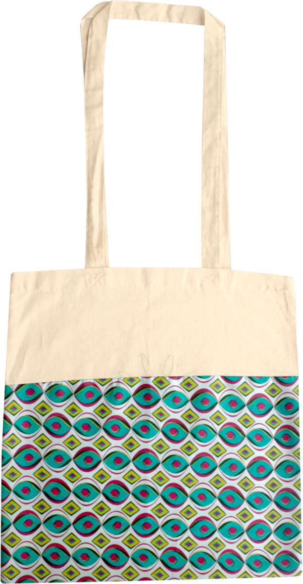 Reusable upcycled fabric shopping bag