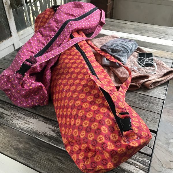 Yoga mat bag made with upcycled fabric - Image 3