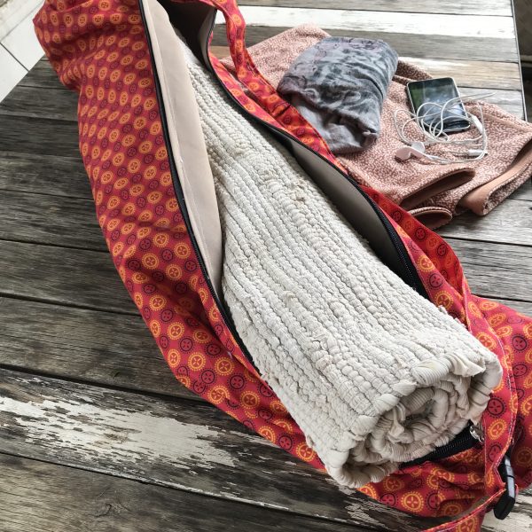 Yoga mat bag made with upcycled fabric - Image 4