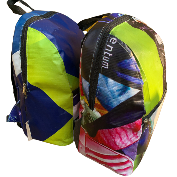 Backpacks made from vinyl billboard banners