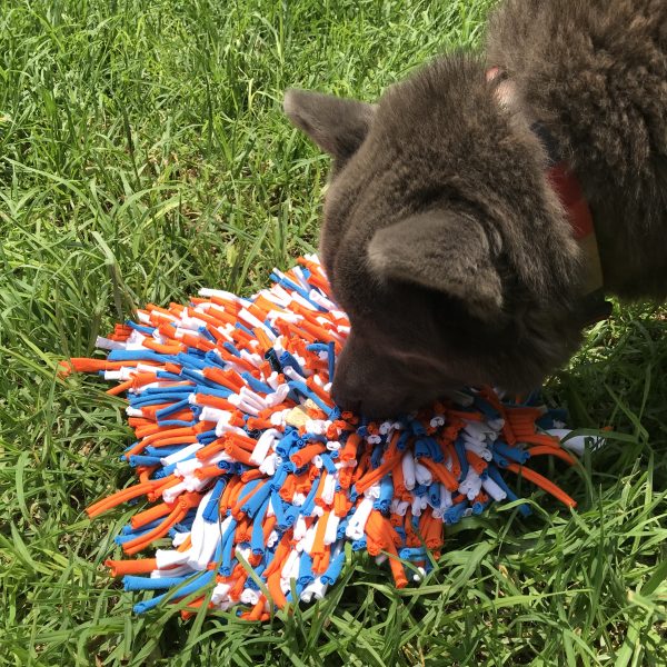 Dog training snuffle matt from t-shirts