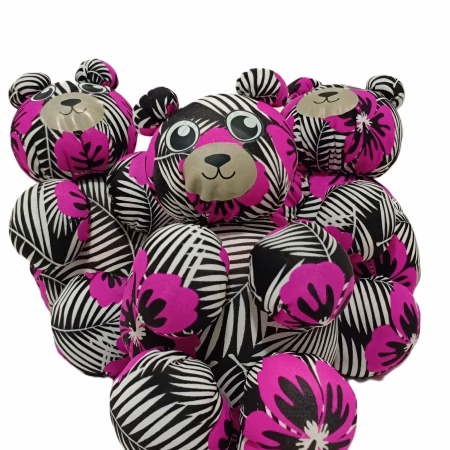 Sort teddy bears made from scrap fabric