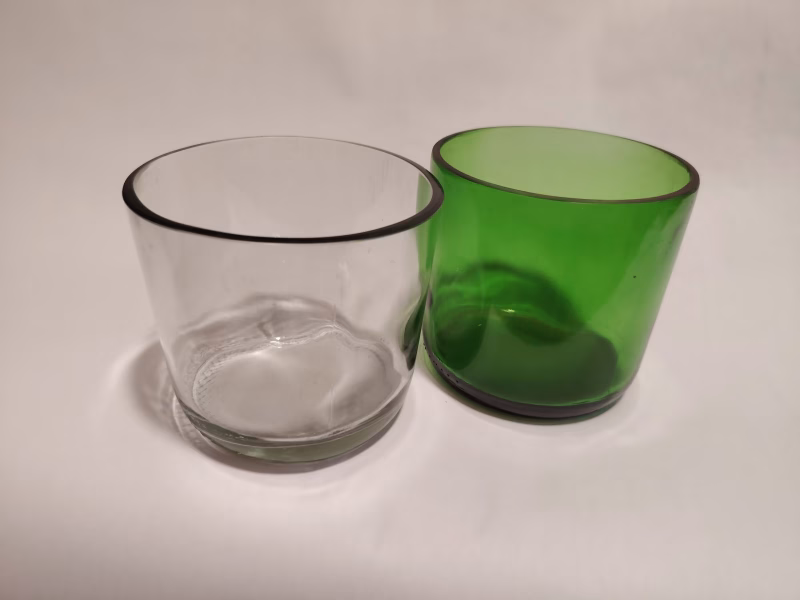 Green and white hand cut galsses