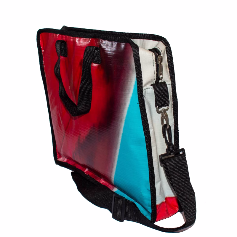 laptop bag bag made from upcycle pvc vinyl
