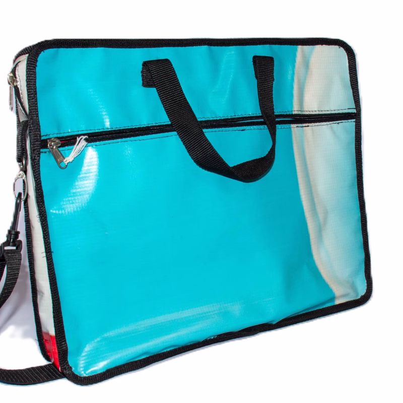teal coloured pvc vinyl laptop bag