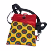 shwe shwe, red and yellow pattern, and polyester cell phone cross body bag