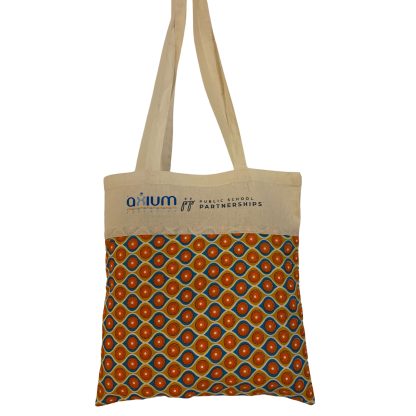Shwe-Shwe fabric and unbleached cotton tote bag - Image 3