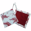 Picture of a set of red and white pot holders